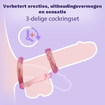 3-delige set cockringen met hoge elasticiteit TPE-ringen voor mannelijk genot