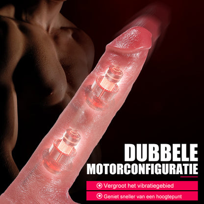 【Ontworpen voor beginners】Realistische siliconen anale dildo van 7,4 inch met verwarmingsfunctie, stoot- en trilmodus, automatisch