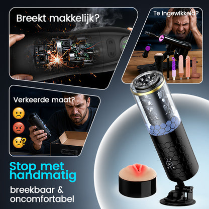 STORM - Intense Stoot & Draai Handsfree 15,5 cm Diepte Masturbator