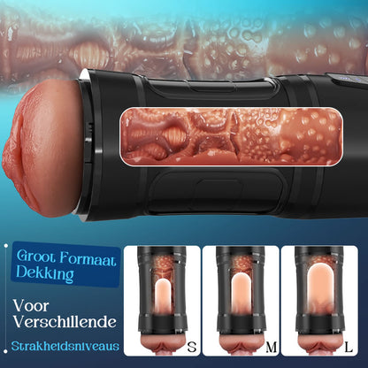 Challenger - 5 zuigniveaus, 10 vibratiemodi, mannelijke masturbator, instelbare multi-snelheid, realistische TPE-sleeve, IPX7 waterdicht