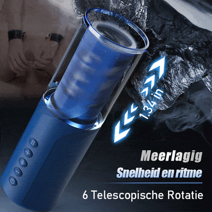 Bluesea 6 Bi-Directionele Duwende Rotatie Masturbator Met Zuigbasis