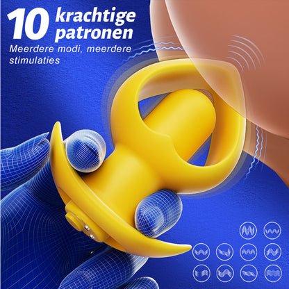 AcmeJoy Draagbare siliconen anale plug met vibratie, USB-oplaadbaar