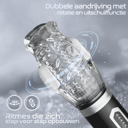 Amber -  7 Vibrerende 5 Roterende Stuwende Pijp Masturbator