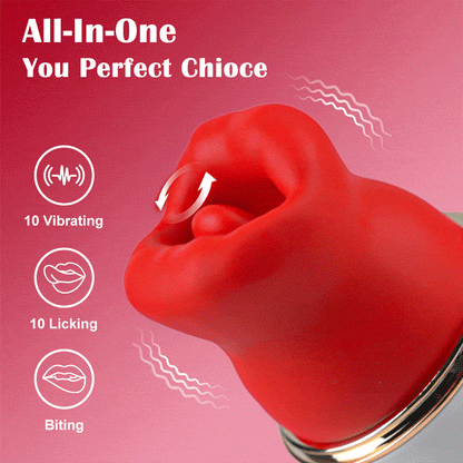Cherry - Tonglikkende vibrator voor het stimuleren van de clitoris en tepels