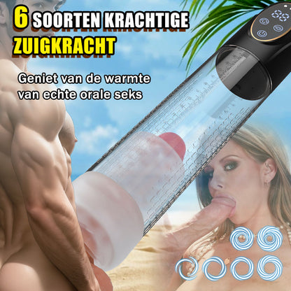 【HOT】IPX7 Waterdichte vacuümpomp, 7 standen, oplaadbaar, met 2 siliconen ringen.