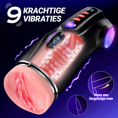 【Flitsverkoop: 30% KORTING】Daphne - Penis Pomp met 3 verwisselbare sleeves, Pocket Pussy, 9 Zuig- & 9 Vibratiemodi, Mannelijke Masturbator