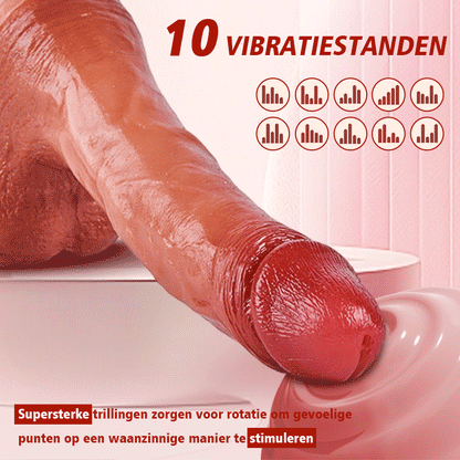 【NEW】Injectie-Realistische penis met gesimuleerde ejaculatie, 10-frequentie vibratiefunctie, met zuignap