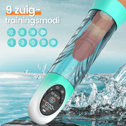 Green Pioneer - 4 drukniveaus en 9 zuigstanden Water Penispomp LCD-scherm