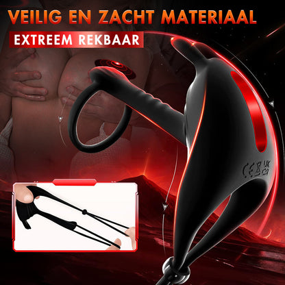 Siliconen Ring, Konijnvibrator Seksspeeltjes, Seksspeeltje voor Mannen met 7 Vibratiemodi, Contitop Zwart
