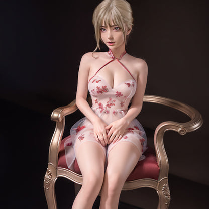 Cherry -- 148CM blonde bruine ogen bloemblaadjesmeisjespop, de ultieme keuze voor seks 40KG