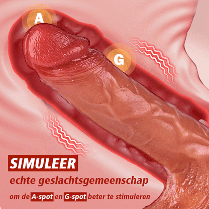 【NEW】Injectie-Realistische penis met gesimuleerde ejaculatie, 10-frequentie vibratiefunctie, met zuignap