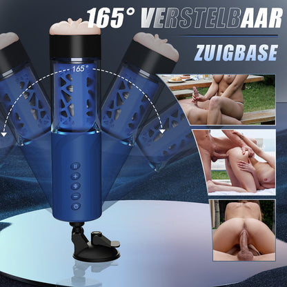 Bluesea 6 Bi-Directionele Duwende Rotatie Masturbator Met Zuigbasis