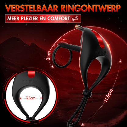 Siliconen Ring, Konijnvibrator Seksspeeltjes, Seksspeeltje voor Mannen met 7 Vibratiemodi, Contitop Zwart