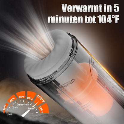 Draagbare 7 stuwende en vibrerende verwarmingsbeker voor vocale masturbatie