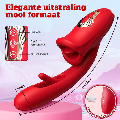 G-spot klap vibrator met tonglikfunctie & vibrerende tong