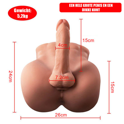 【Gratis verzending】BARTLETT Bruine realistische mannenpop met dildo