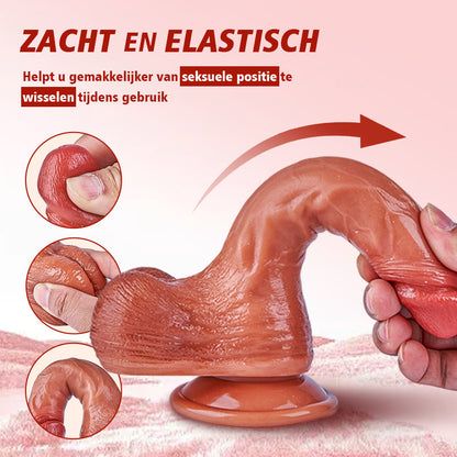 【NEW】Injectie-Realistische penis met gesimuleerde ejaculatie, 10-frequentie vibratiefunctie, met zuignap