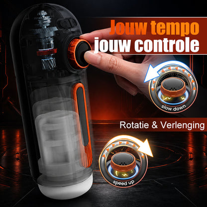 Alien - 6-in-1 Masturbatiecup met 10 vibratiestanden, stuwbewegingen & 4 zuigstanden, met verwarming tot 40°C