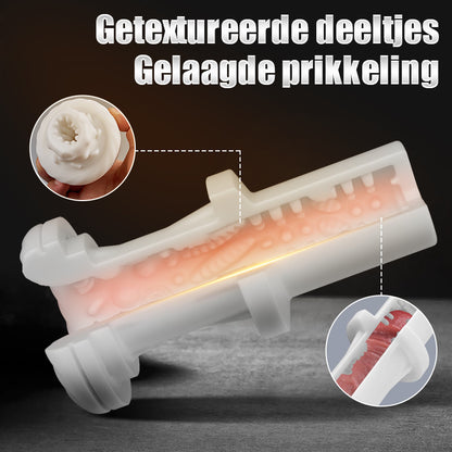 Draagbare 7 stuwende en vibrerende verwarmingsbeker voor vocale masturbatie