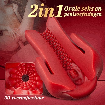 Red Fury Armour – 9-niveaus Suction Tech Penispomp met rode mond en getextureerde tunnel