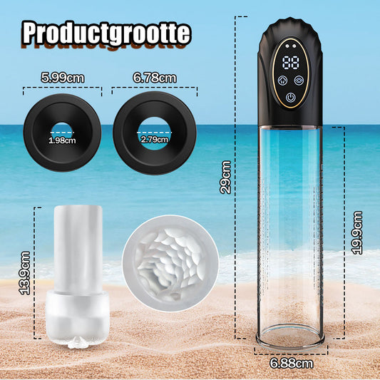 【HOT】IPX7 Waterdichte vacuümpomp, 7 standen, oplaadbaar, met 2 siliconen ringen.