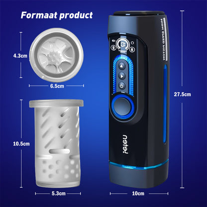 【+Free Lube!!】Leten-X9 IV Upgraded Intrekbare & Verwarmde & Hoorbare Combinatie Mannelijke Masturbator