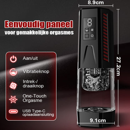 Mars - Orale Dominator 7 Vibrerend 7 Rekkend 7 Zwenkbaar 4-in-1 Masturbator met dubbele motor