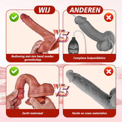 【NEW】Injectie-Realistische penis met gesimuleerde ejaculatie, 10-frequentie vibratiefunctie, met zuignap