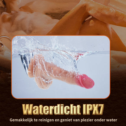 Drievoudige functie: Kloppen, Rollen, Trillen; realistische, afneembare dildo