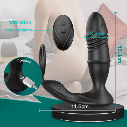 【HOT】Murphy-APP/Controller & 9-Telescopiche/Vibration & Penis Ring Lock Prostate Massager